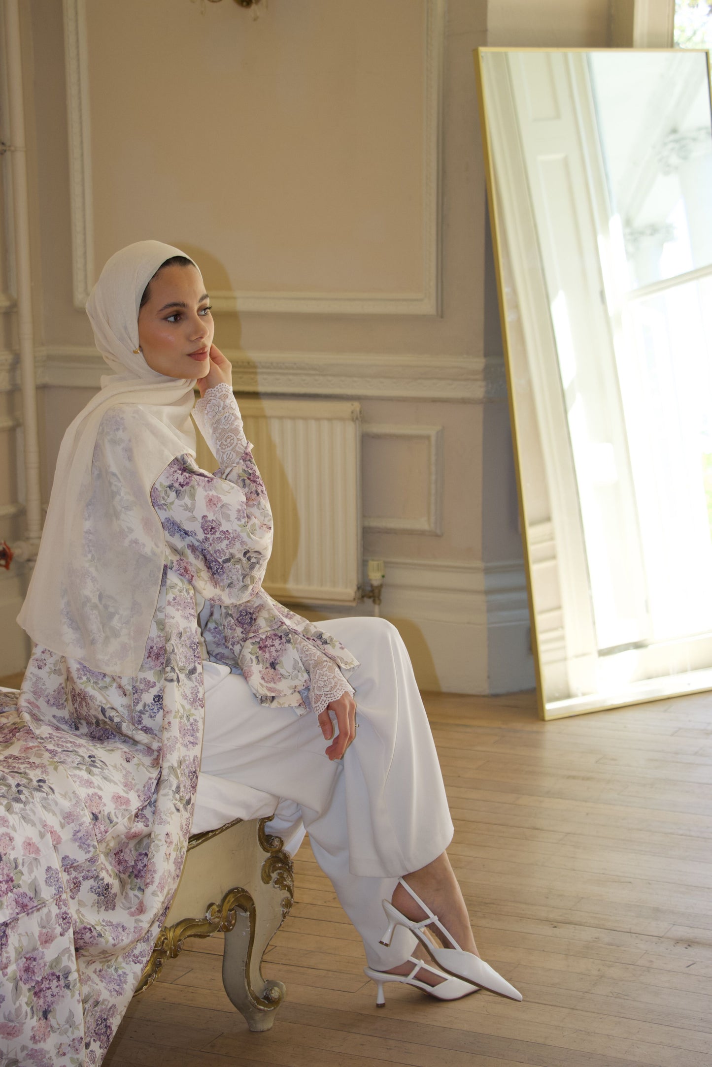 Lavender Florals~ Printed Abaya