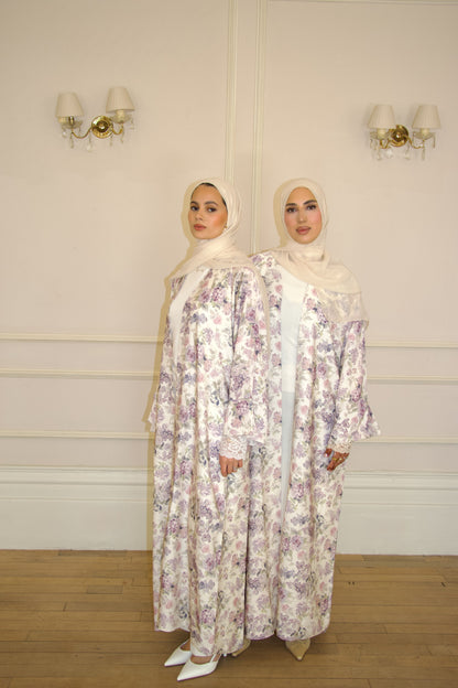 Lavender Florals~ Printed Abaya