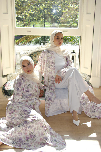 Lavender Florals~ Printed Abaya