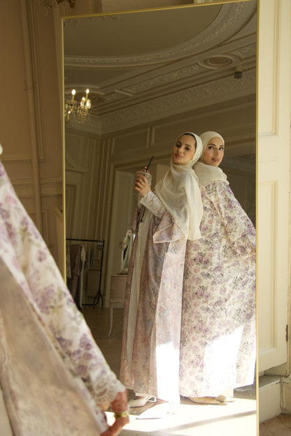 Lavender Florals~ Printed Abaya